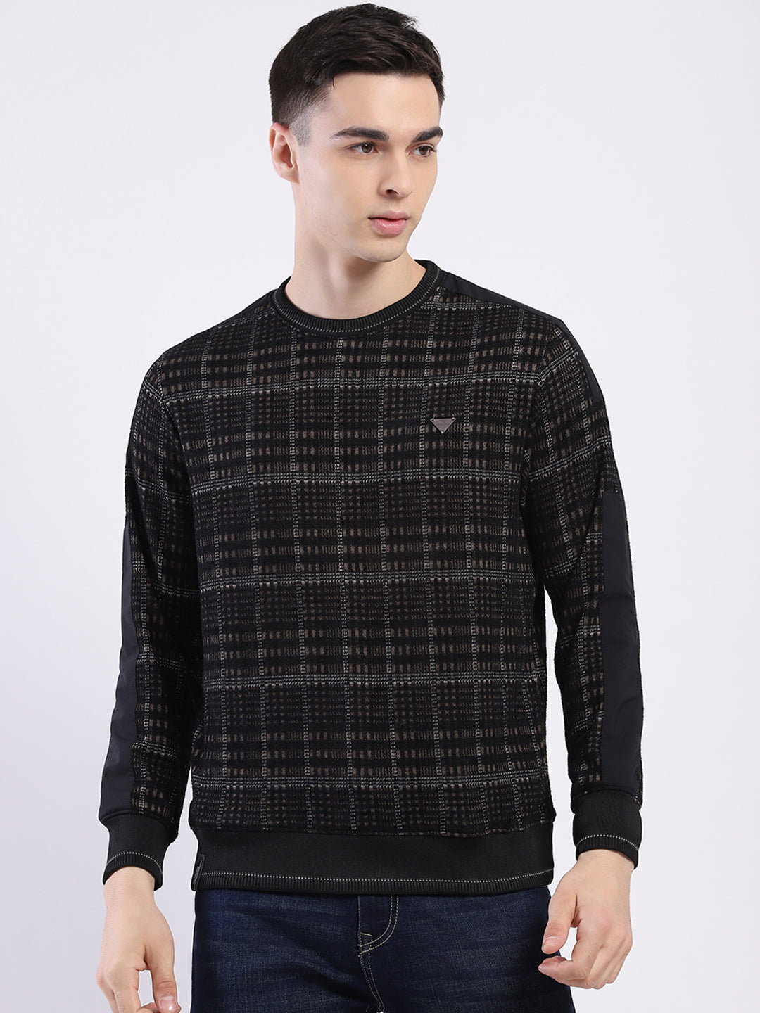 Men Black Printed Round Neck Full Sleeve Sweatshirt
