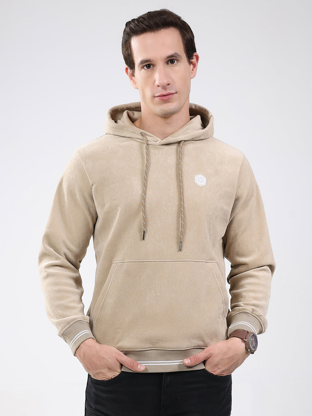 Buy Men Beige Super Soft Hooded Sweatshirt Extra Warm Online in