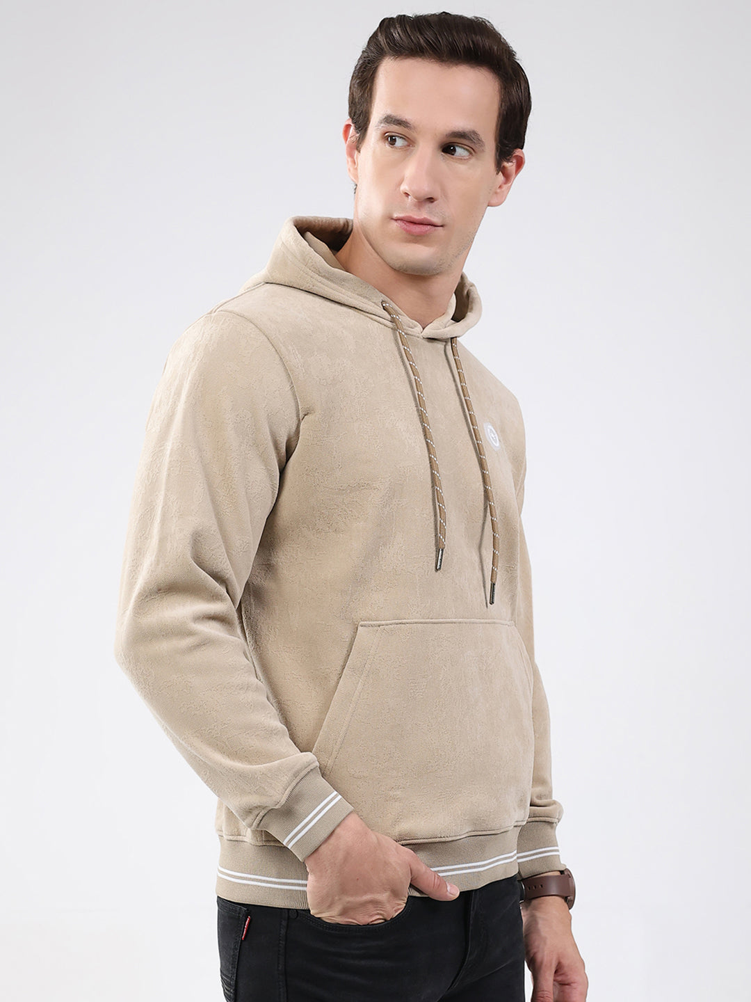 Men Beige Super Soft Hooded Sweatshirt - Extra Warm