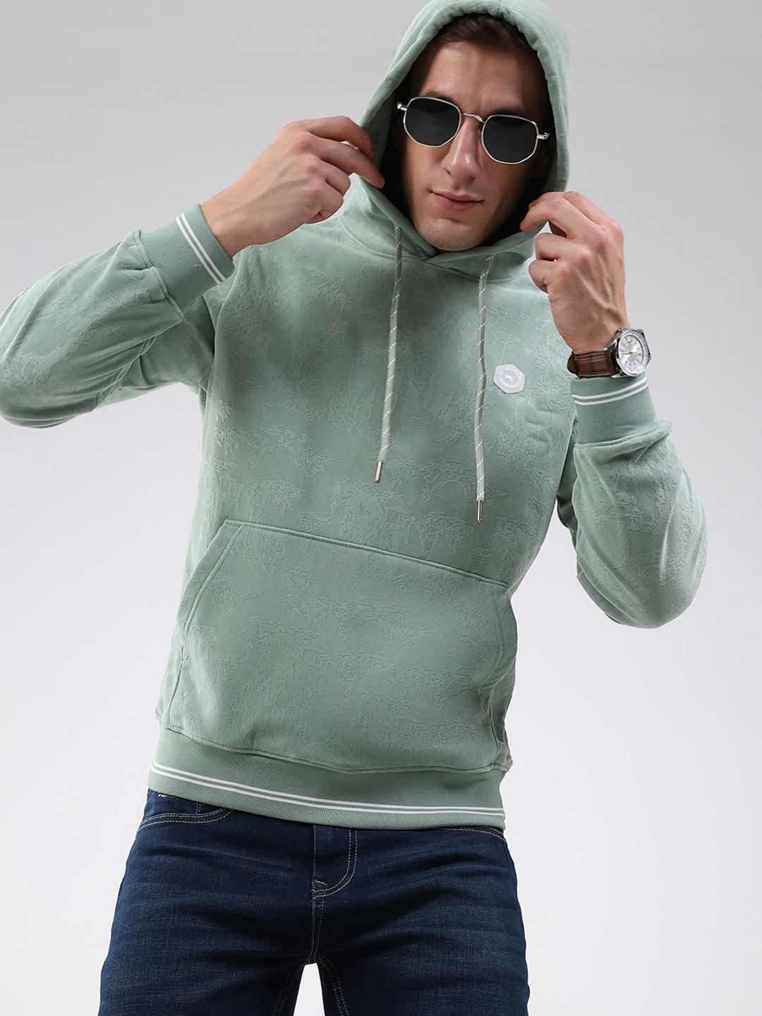 Men Green Super Soft Hooded Sweatshirt - Extra Warm