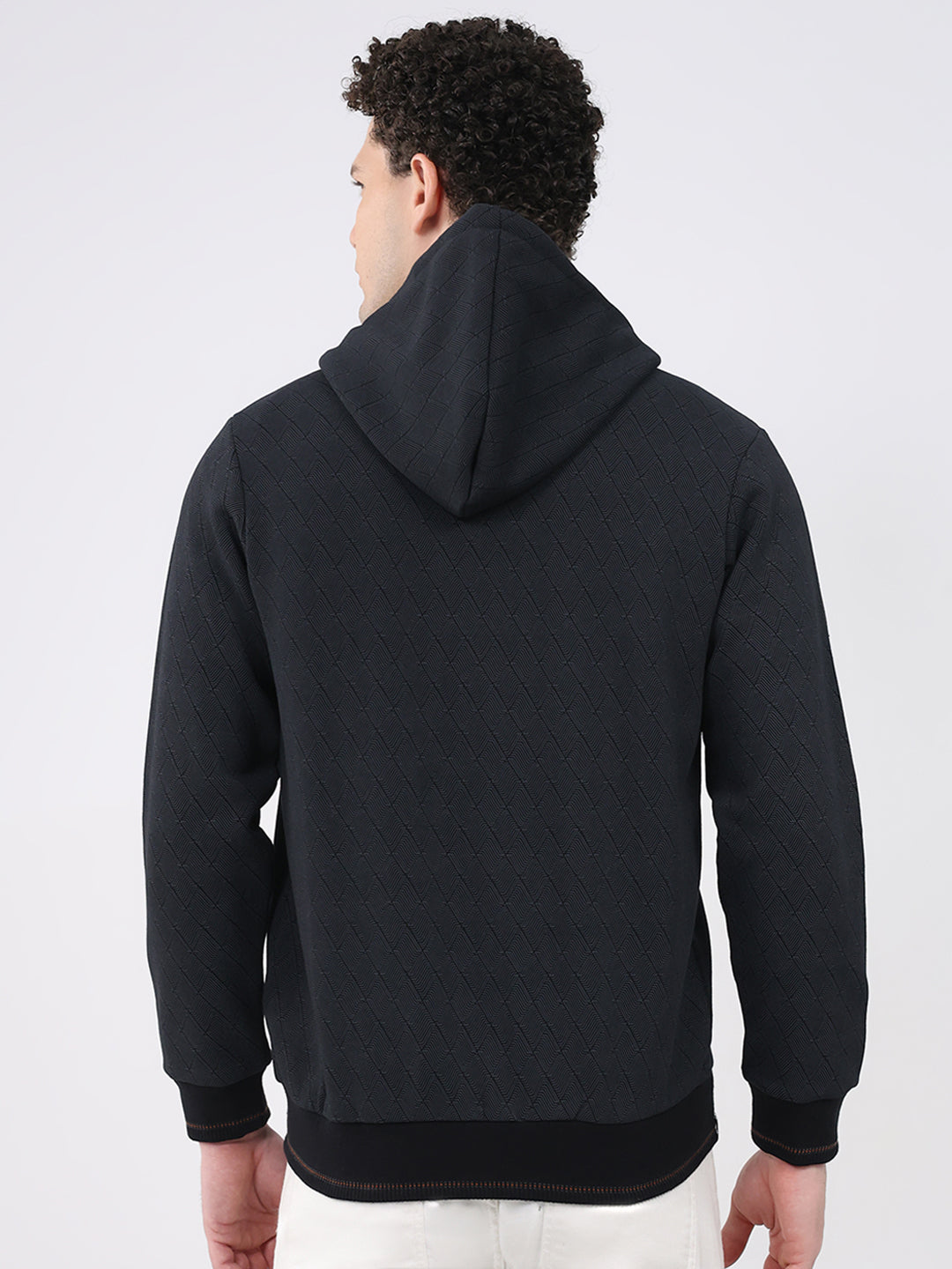 Men Black Printed Hooded Full Sleeve Sweatshirt