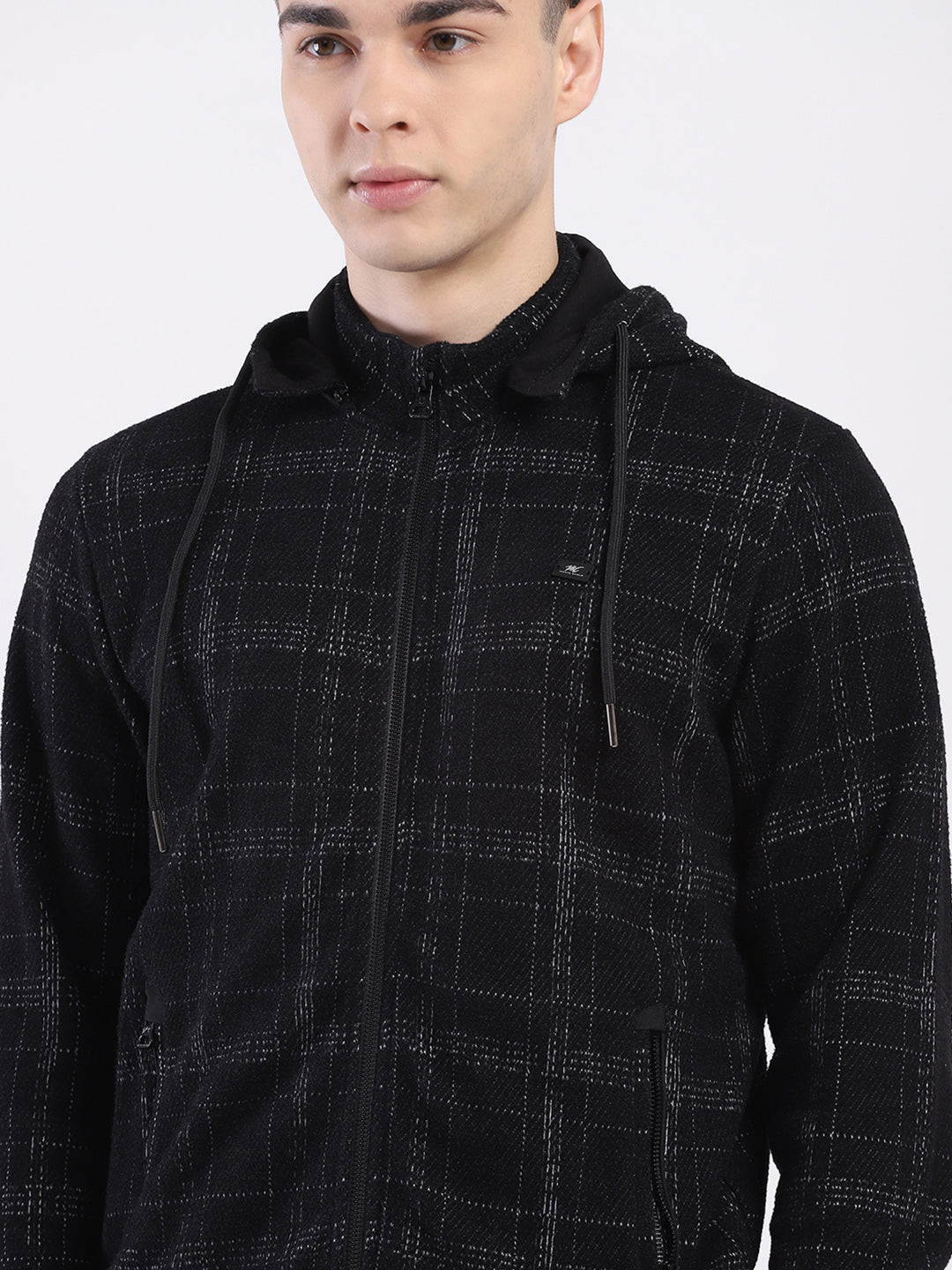 Men Black Printed Hooded Full Sleeve Sweatshirt