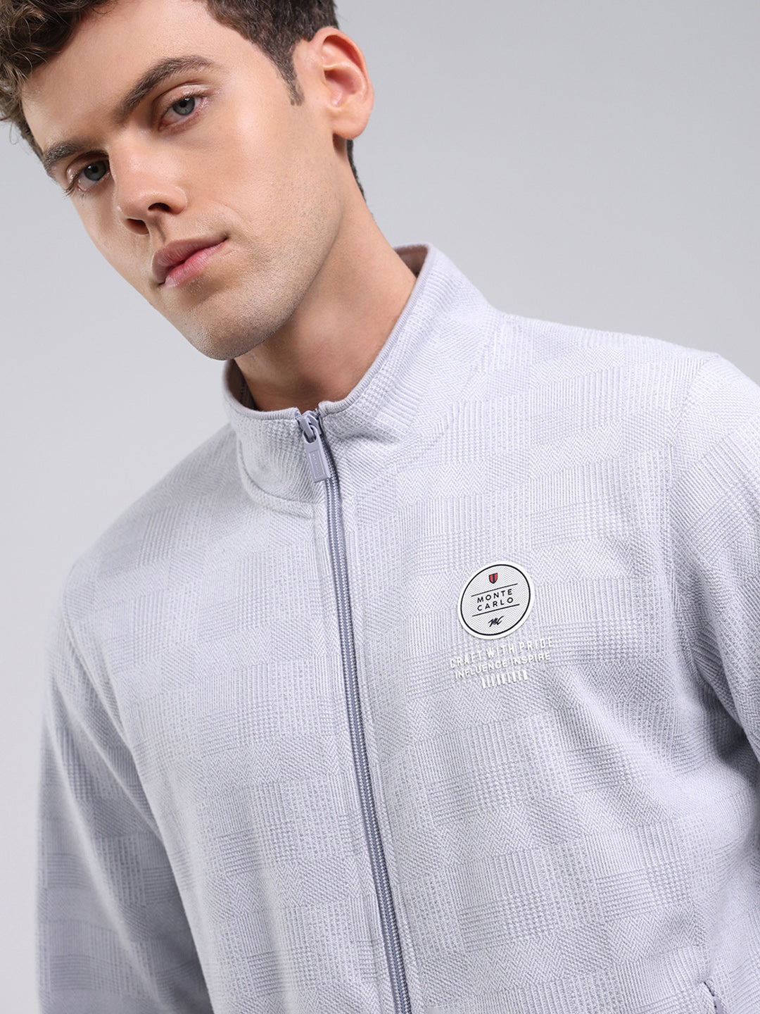 Men Sky Blue Ultra Warm Collar Sweatshirt - Anti-Pilling Fabric