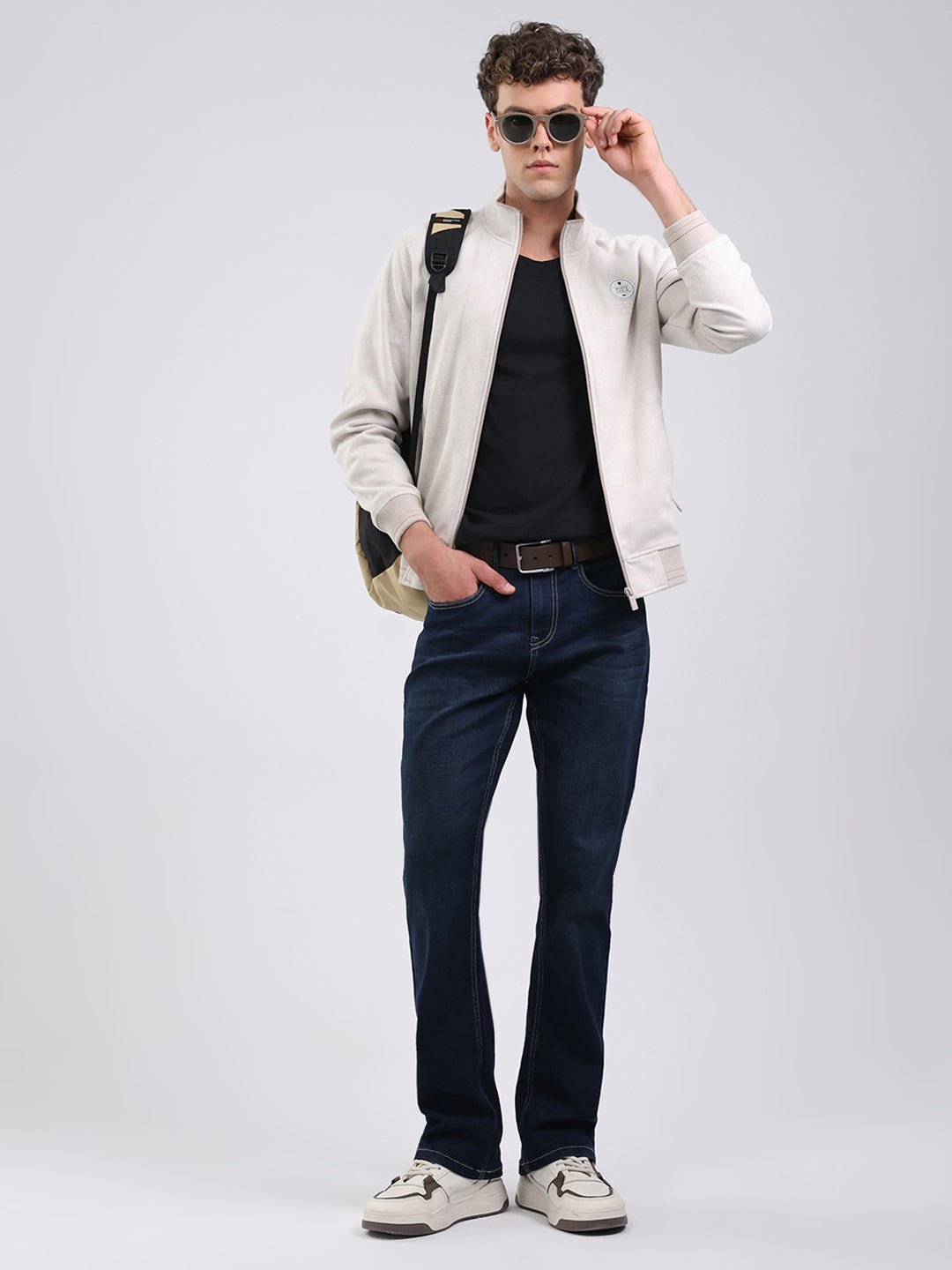 Men Beige Ultra Warm Collar Sweatshirt - Anti-Pilling Fabric