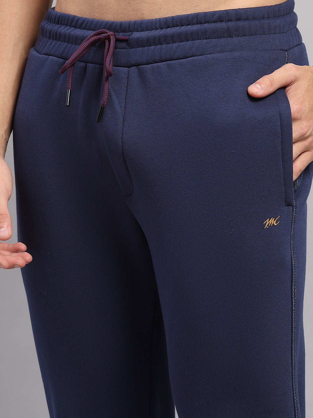 Men Blue Self Design Collar Full Sleeve Winter Tracksuit