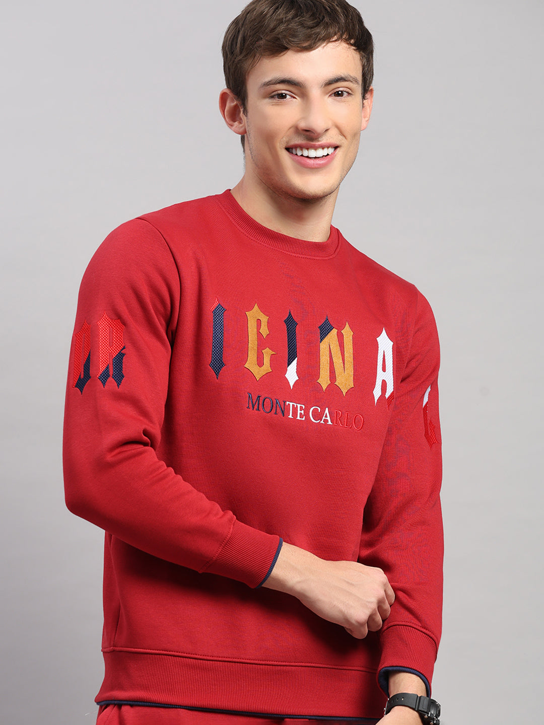 Men Maroon Self Design Collar Full Sleeve Winter Tracksuit