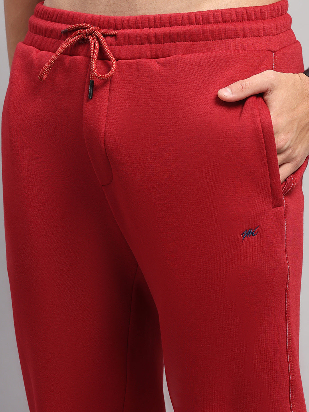 Men Maroon Self Design Collar Full Sleeve Winter Tracksuit