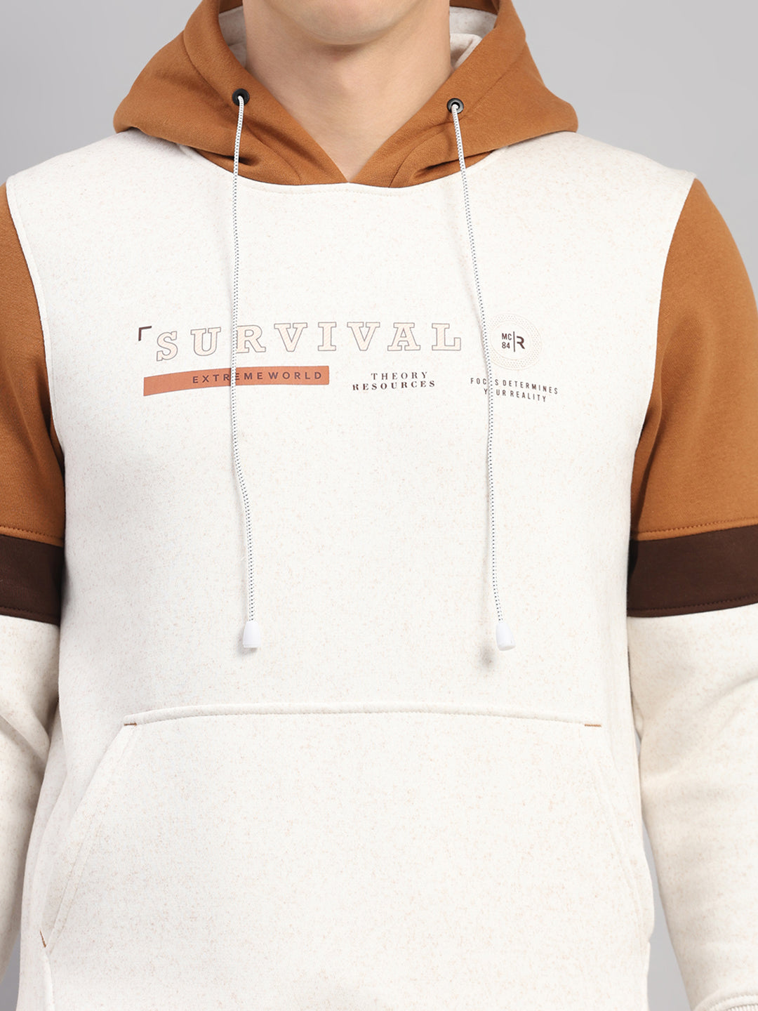 Men Camel Brown Solid Collar Full Sleeve Winter Tracksuit