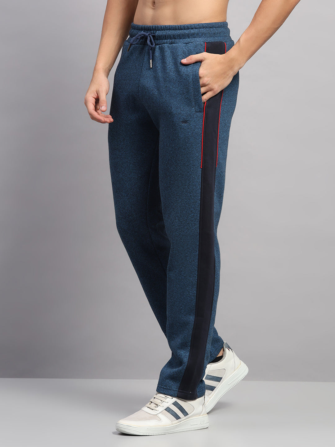 Men Navy Blue Solid Collar Full Sleeve Winter Tracksuit