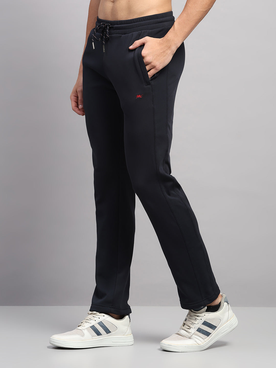 Men Navy Blue Solid Collar Full Sleeve Winter Tracksuit