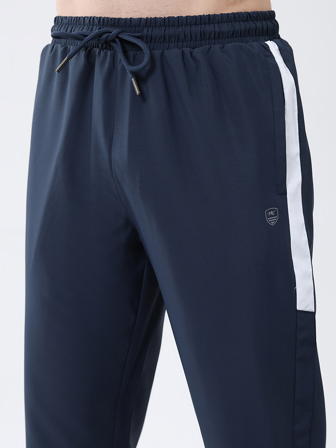 Men Navy Blue Solid Mock Neck Full Sleeve Winter Tracksuit