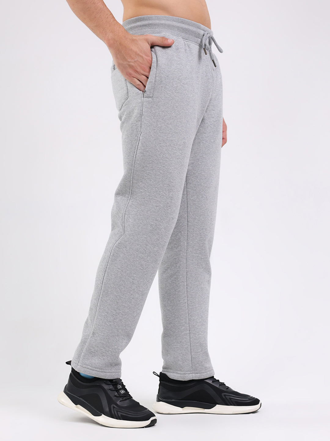 Men Grey Solid Regular Fit Winter Lower