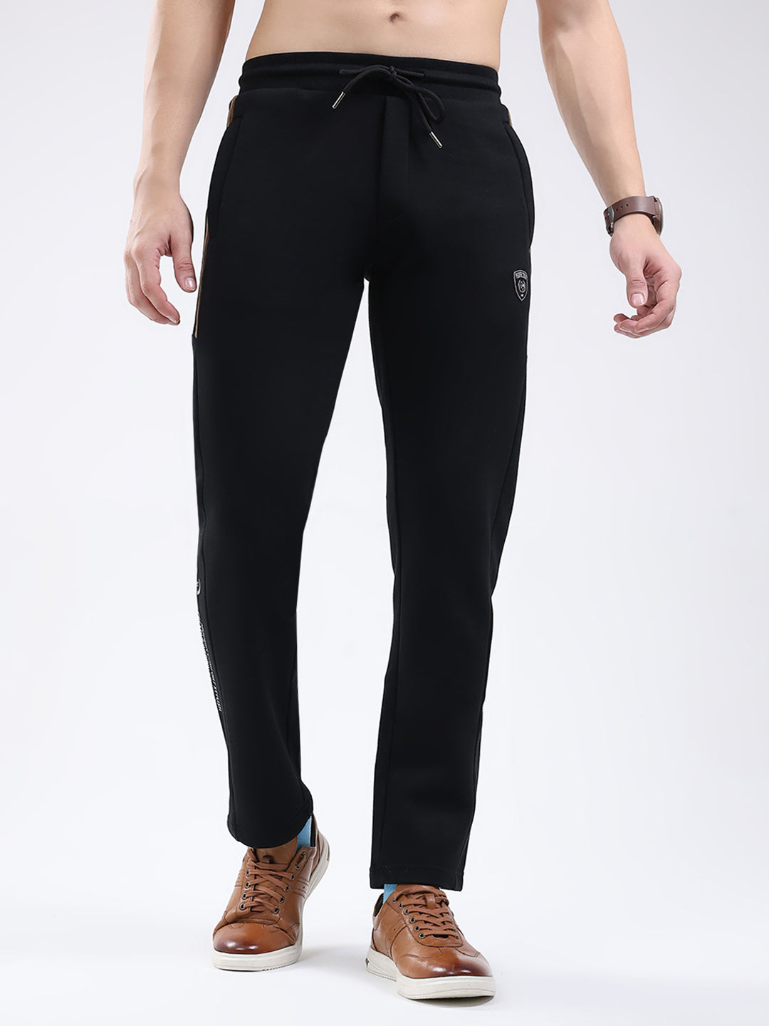 Men Black Solid Regular Fit Winter Lower
