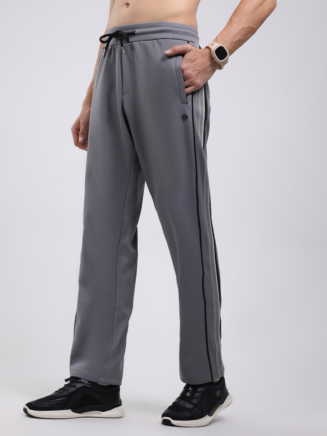 Men Grey Solid Regular Fit Winter Lower