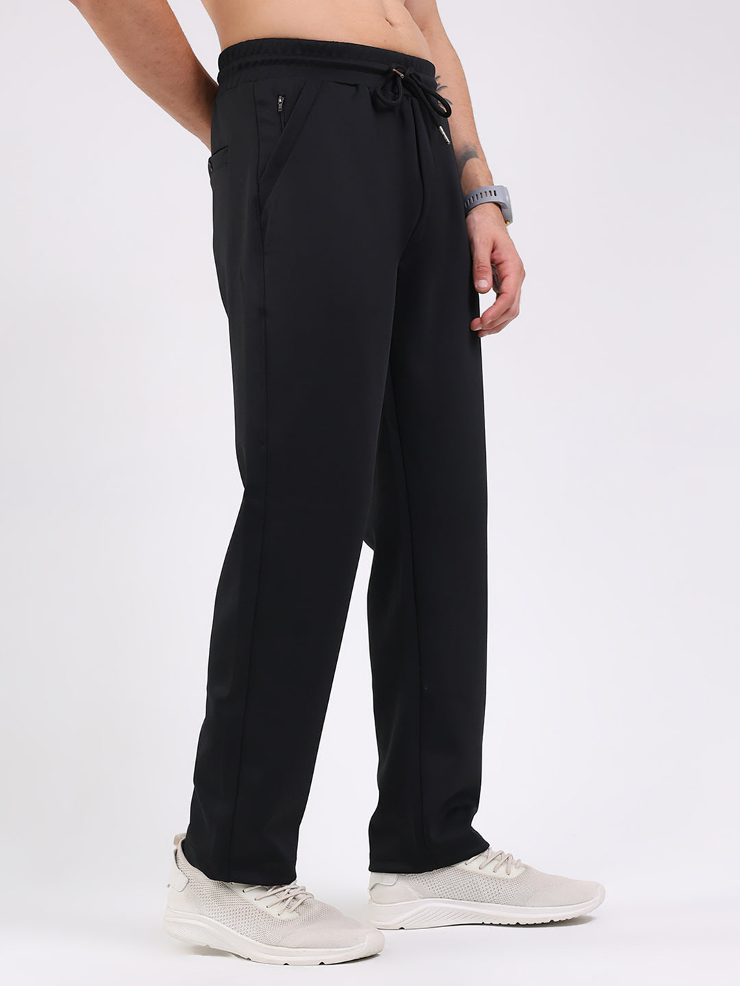 Men Black Solid Regular Fit Winter Lower