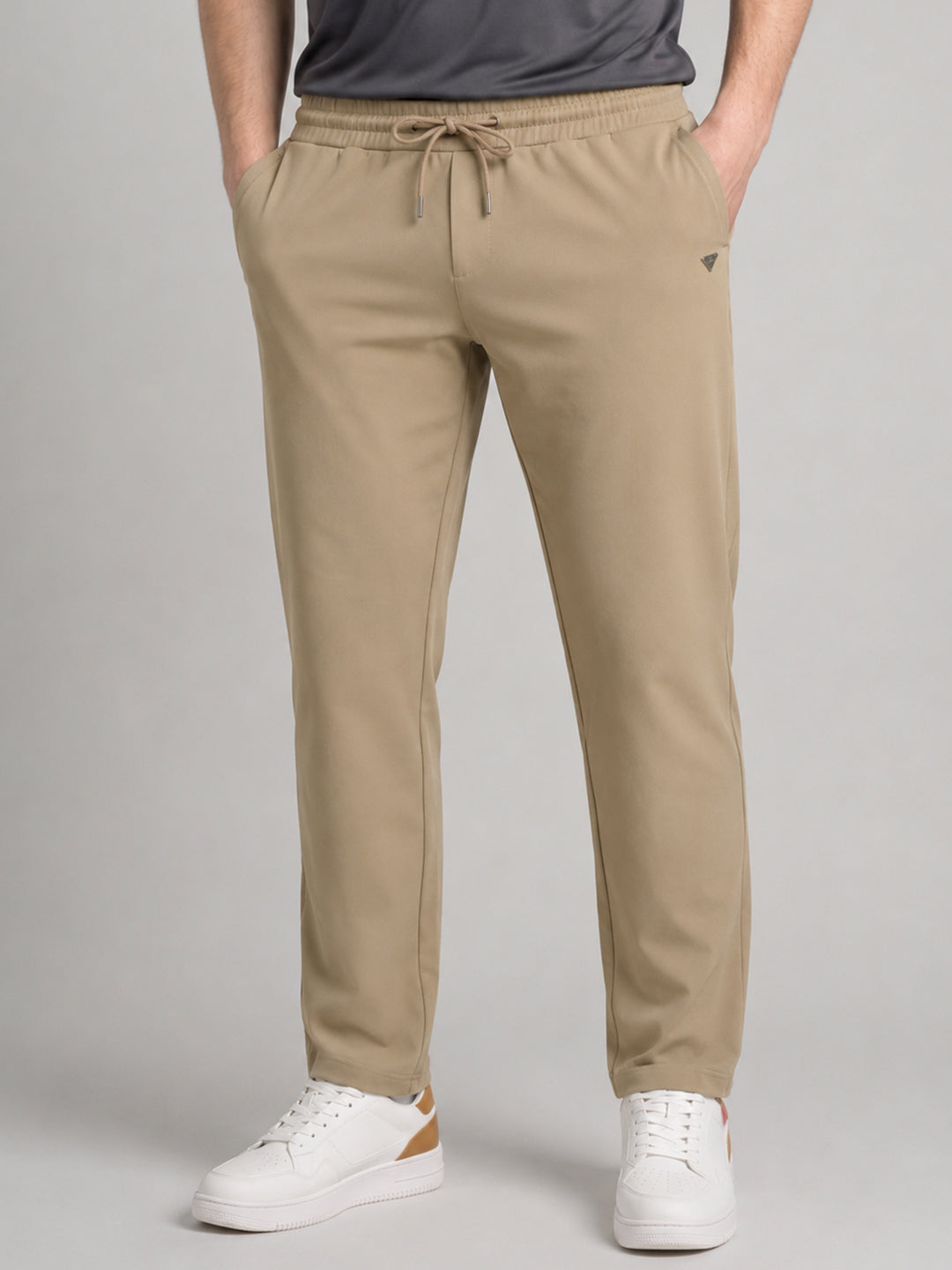 Men Khaki Jacquard Regular Fit Winter Lower