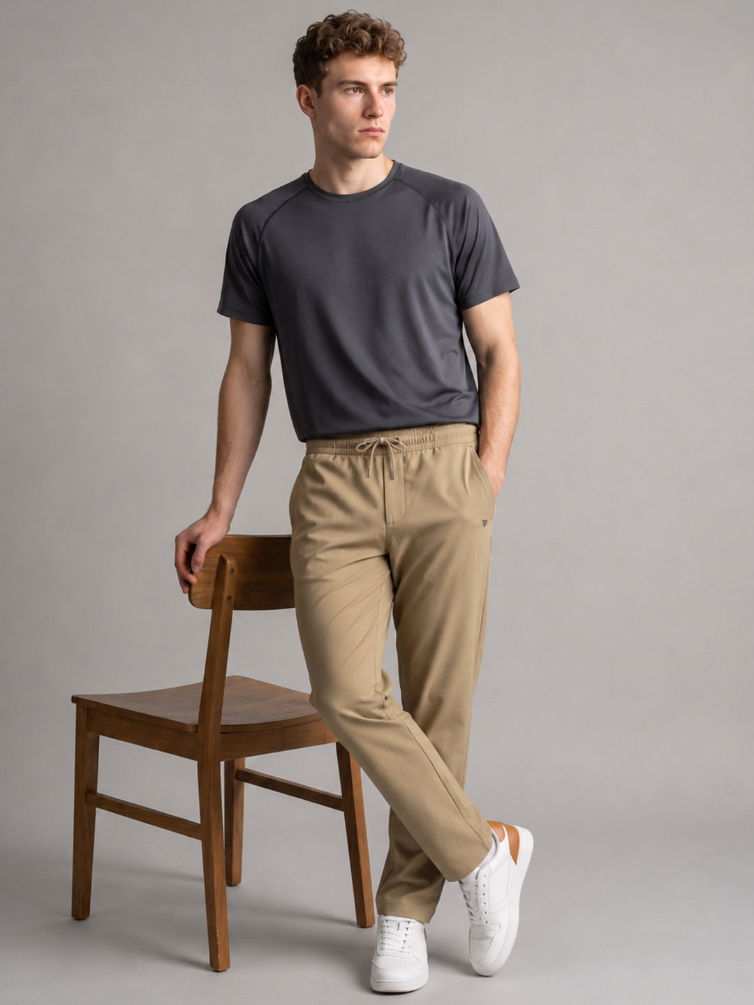 Men Khaki Jacquard Regular Fit Winter Lower