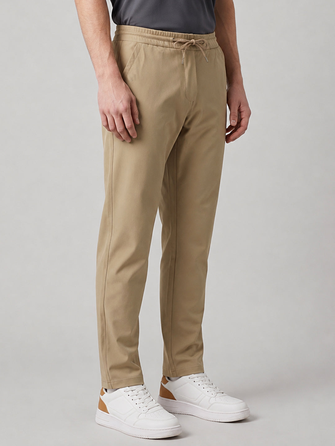 Men Khaki Jacquard Regular Fit Winter Lower