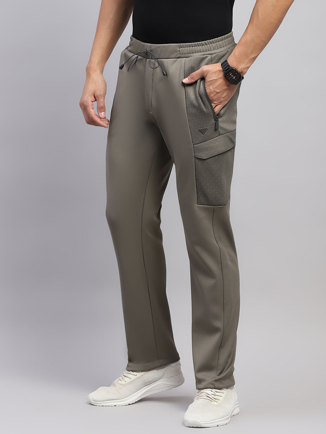Men Olive Solid Regular Fit Winter Lower