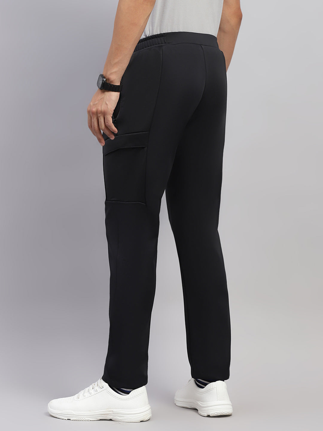 Men Black Solid Regular Fit Winter Lower