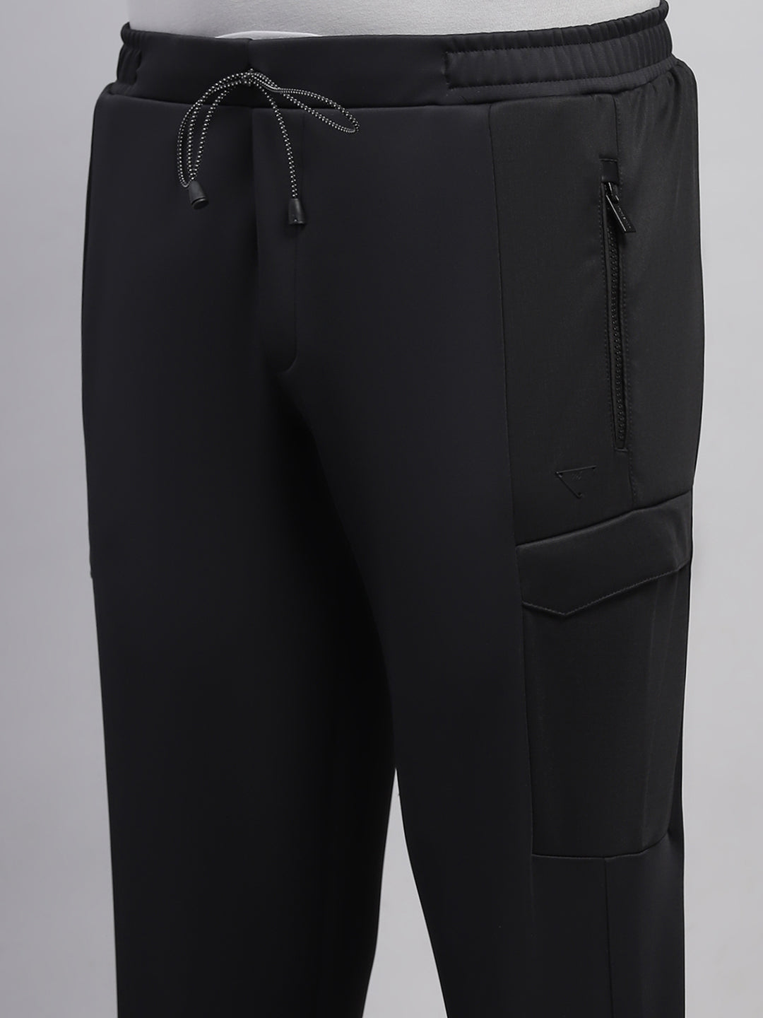 Men Black Solid Regular Fit Winter Lower