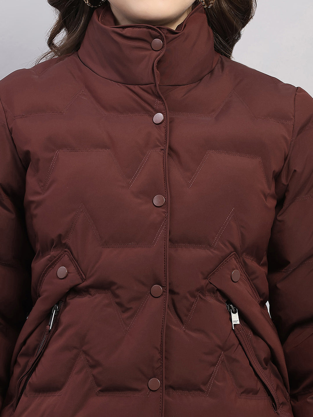 Women Rust Solid Collar Full Sleeve Jacket