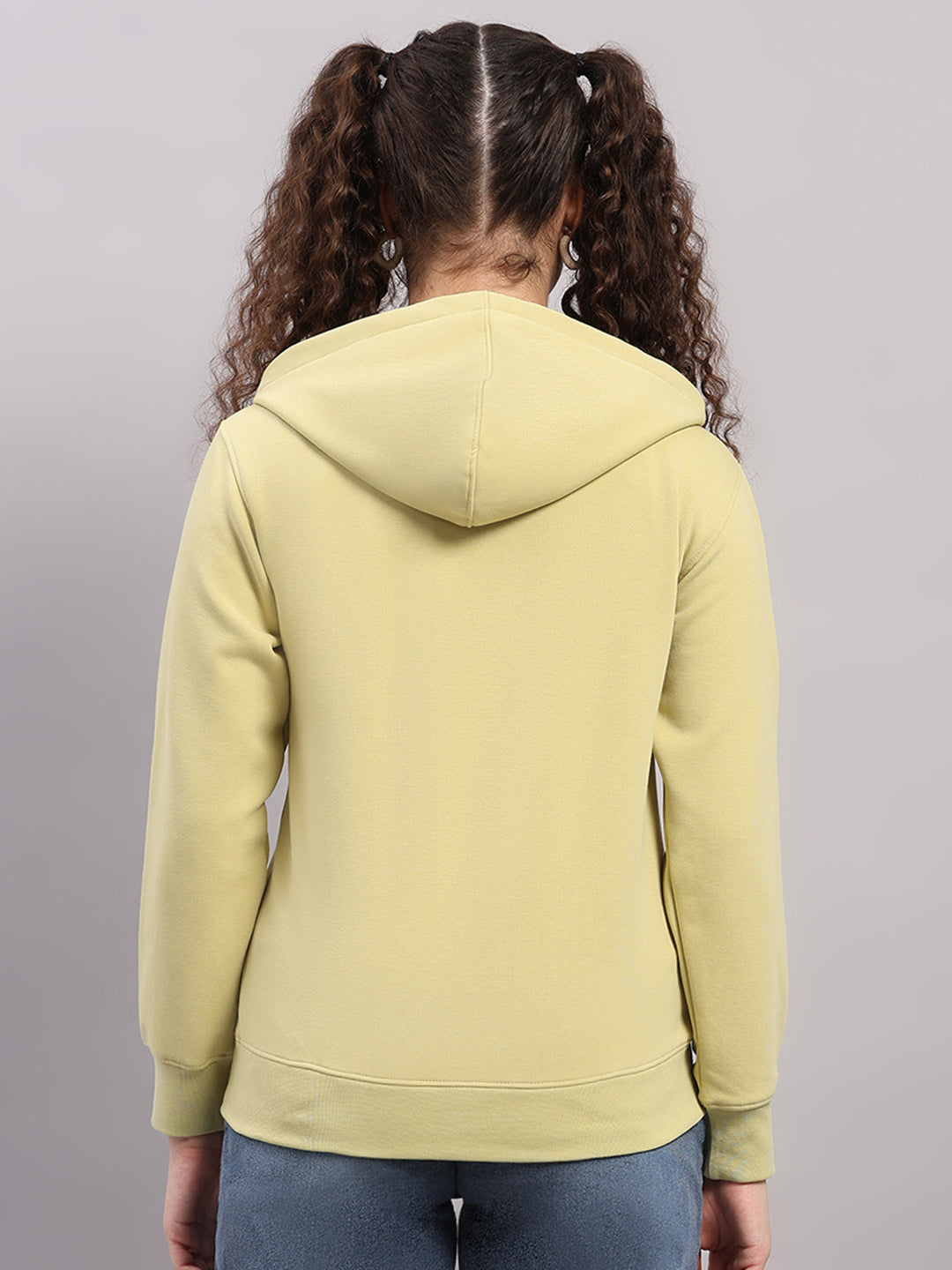 Women Green Printed Hooded Full Sleeve Sweatshirt