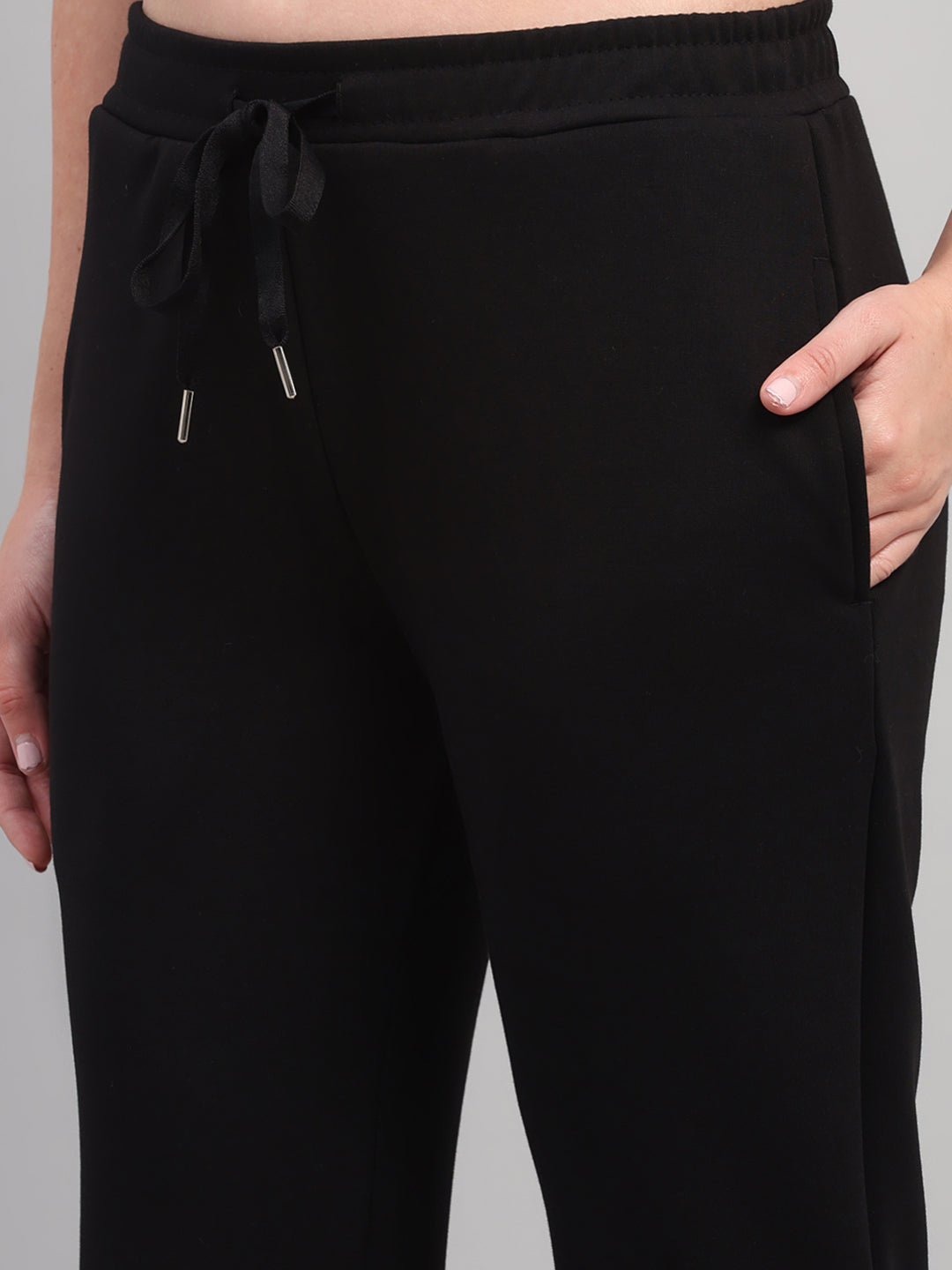 Women Black Printed Round Neck Full Sleeve Cords Set