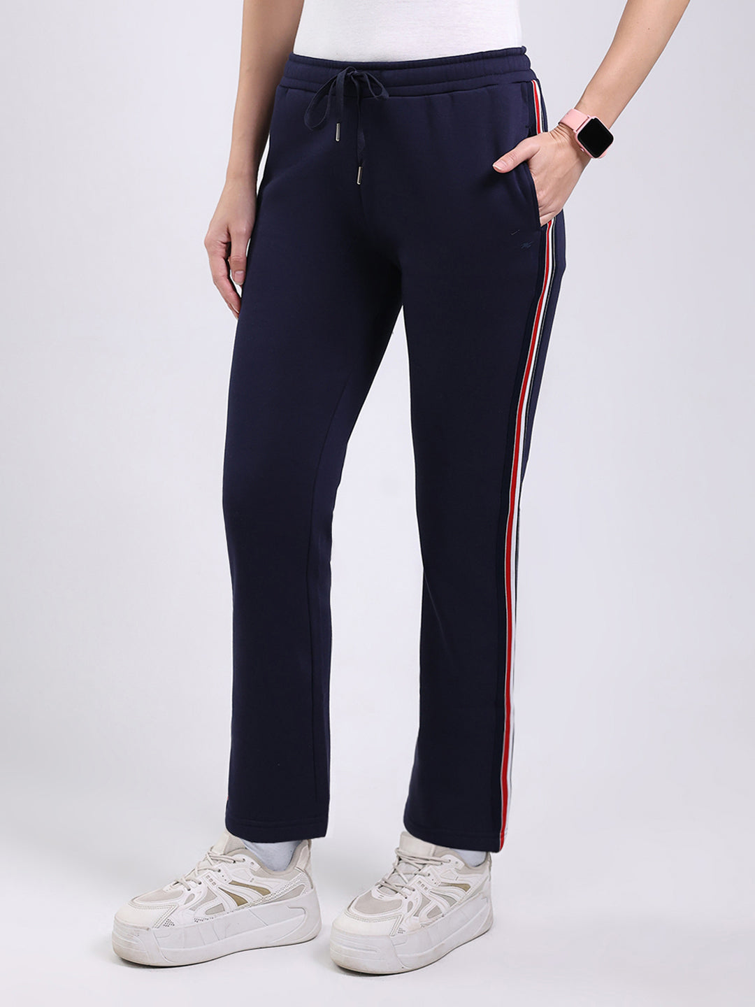 Women Navy Blue Solid Regular Fit Winter Lower