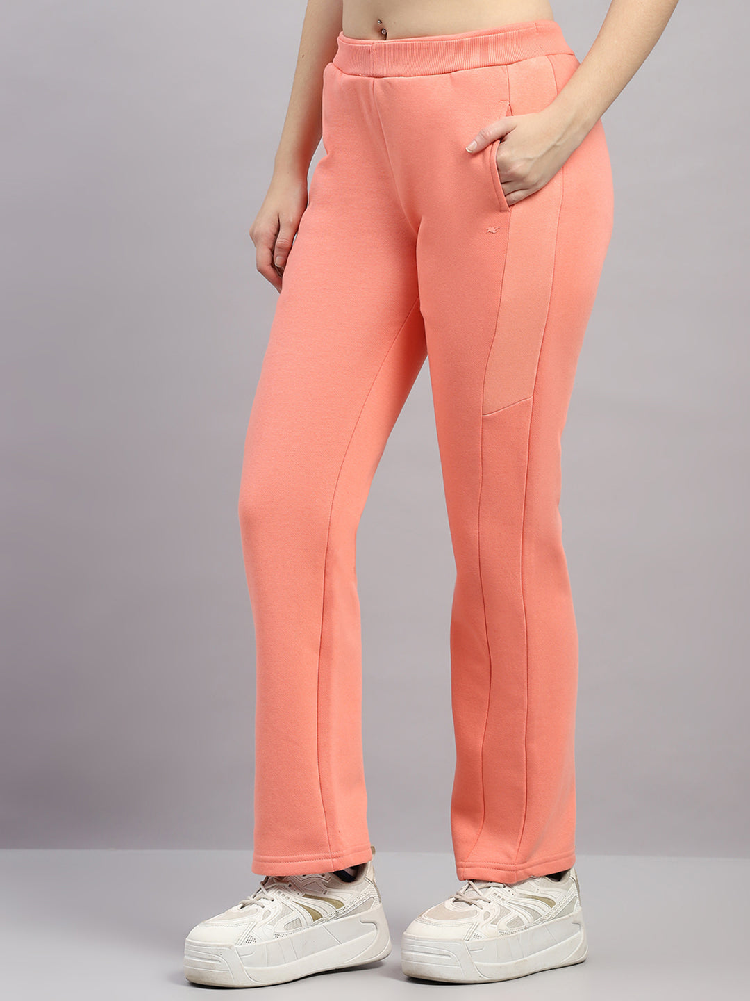 Women Peach Printed Regular Fit Winter Lower