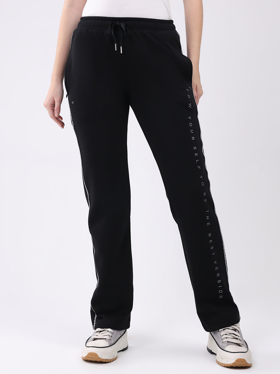 Women Black Printed Regular Fit Winter Lower