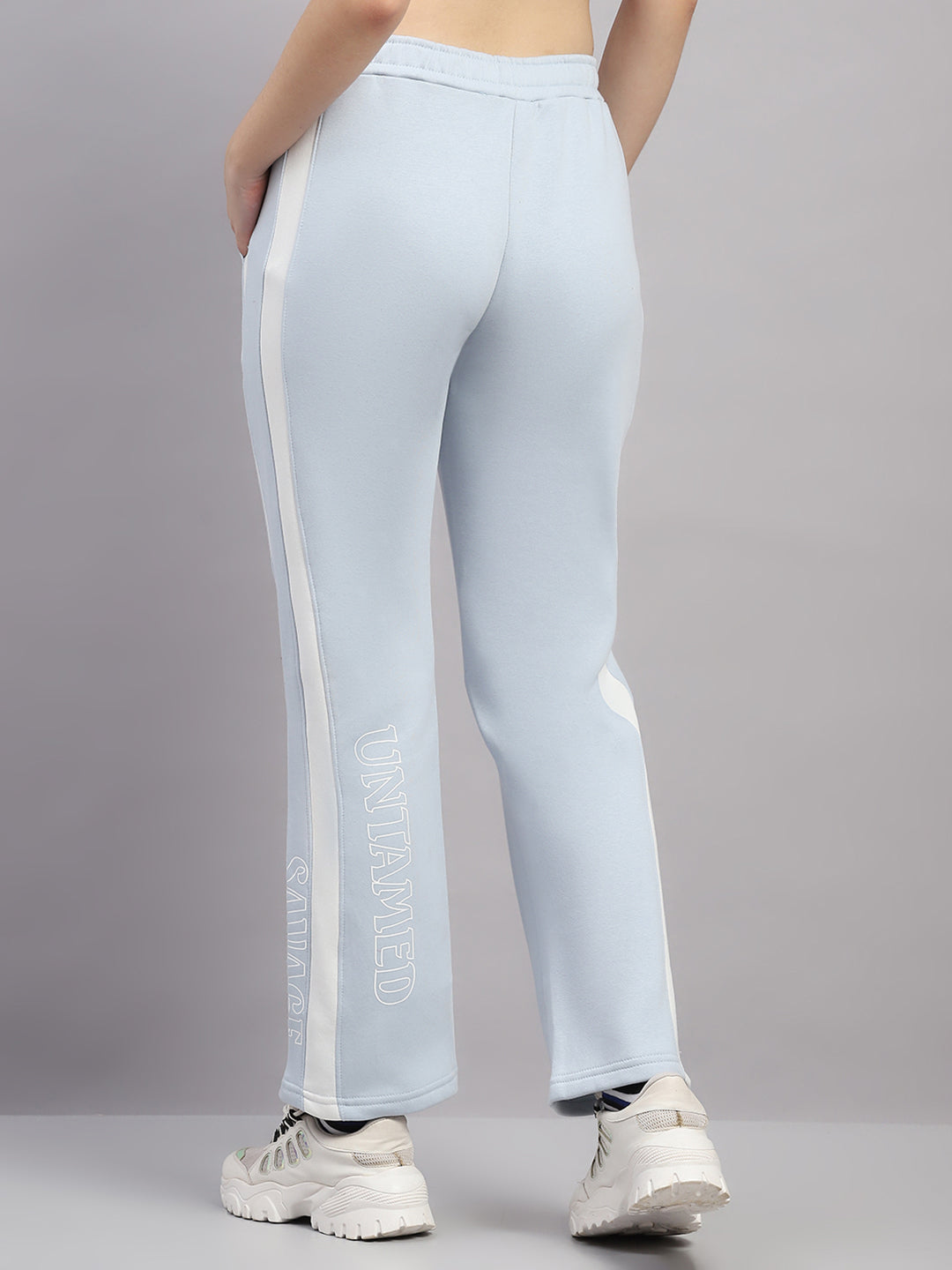 Women Sky Blue Printed Regular Fit Winter Lower