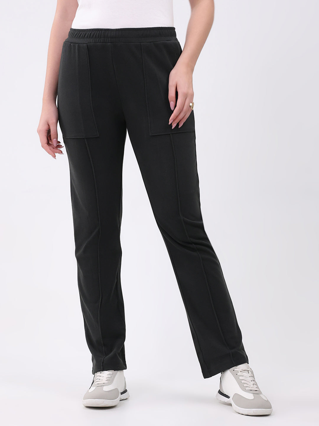 Women Dark Green Solid Regular Fit Winter Lower