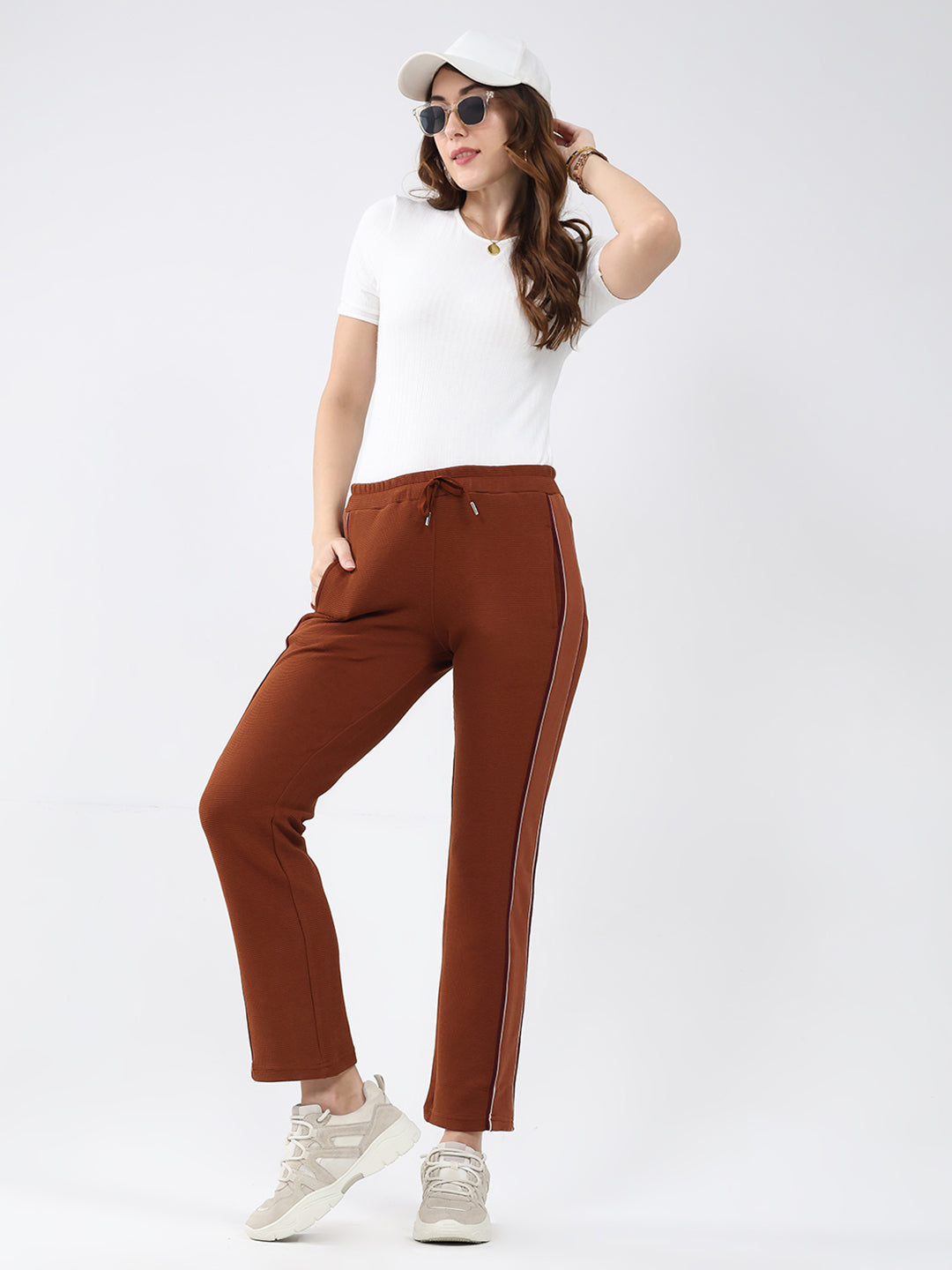 Women Brown Solid Regular Fit Winter Lower