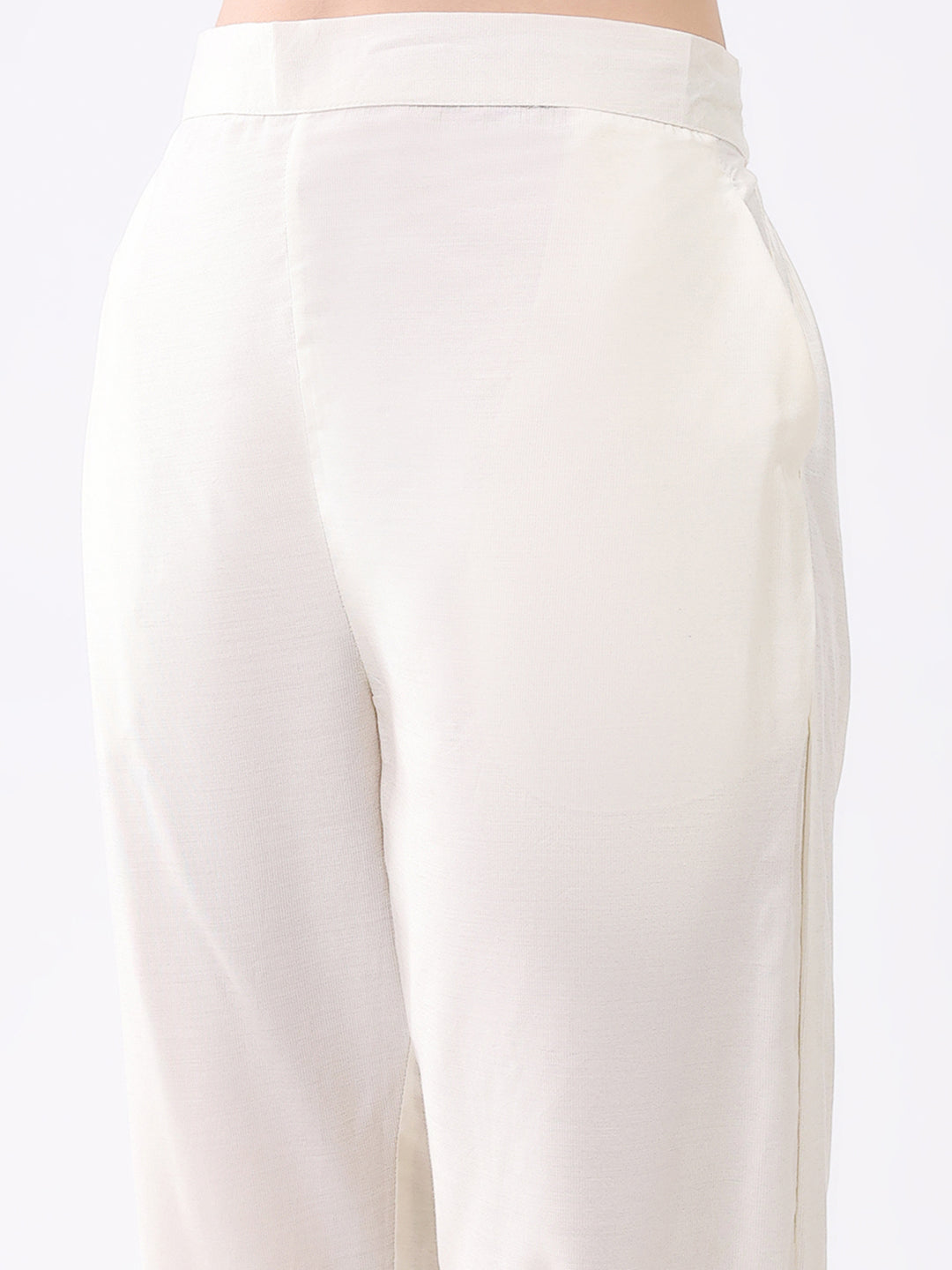 Women Cream Printed Collar Neck Cords Set