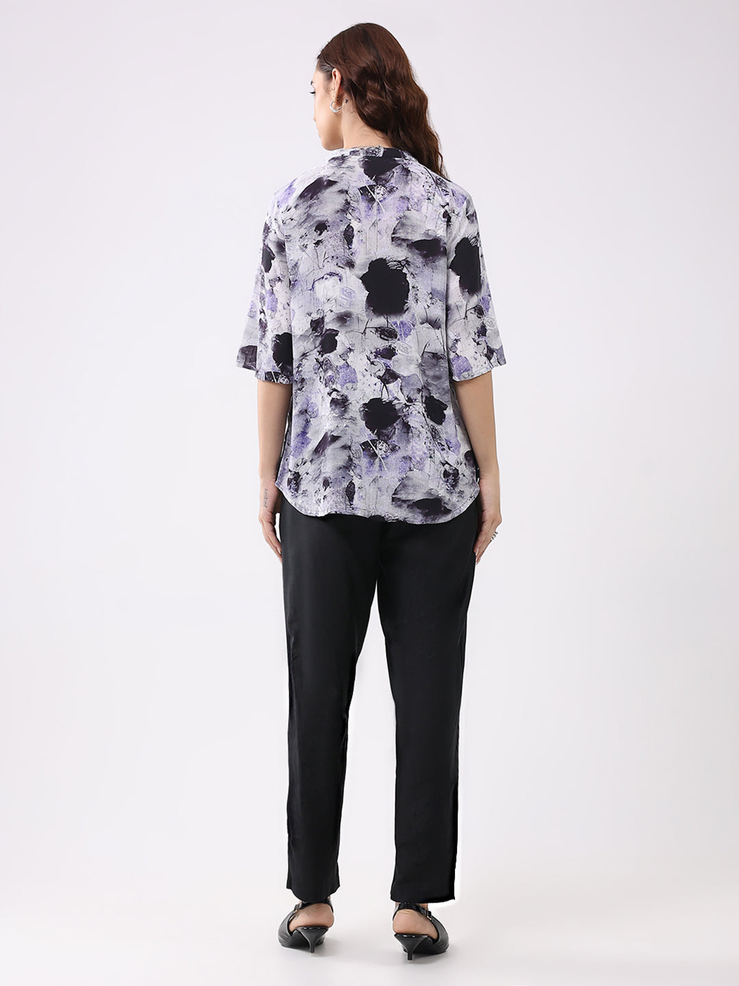 Women Purple Printed Band Collar Cords Set