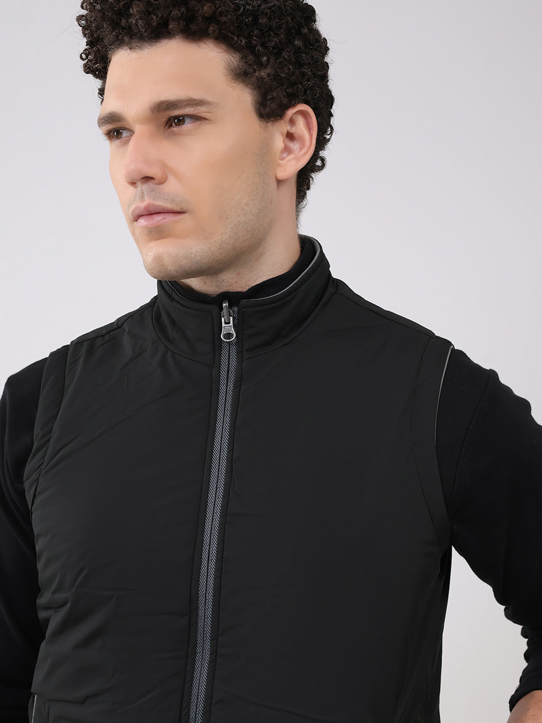 Men Olive Solid Hooded Sleeveless Reversible Jacket