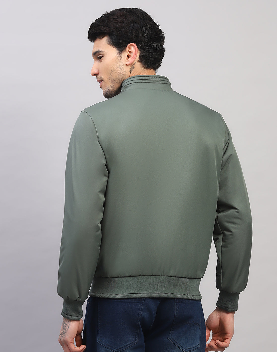 Men Green Solid Full Sleeve Jacket
