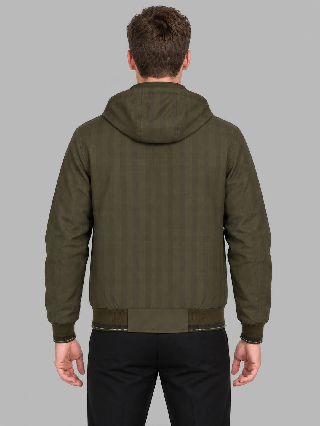 Men Brown Solid Hooded Full Sleeve Jacket