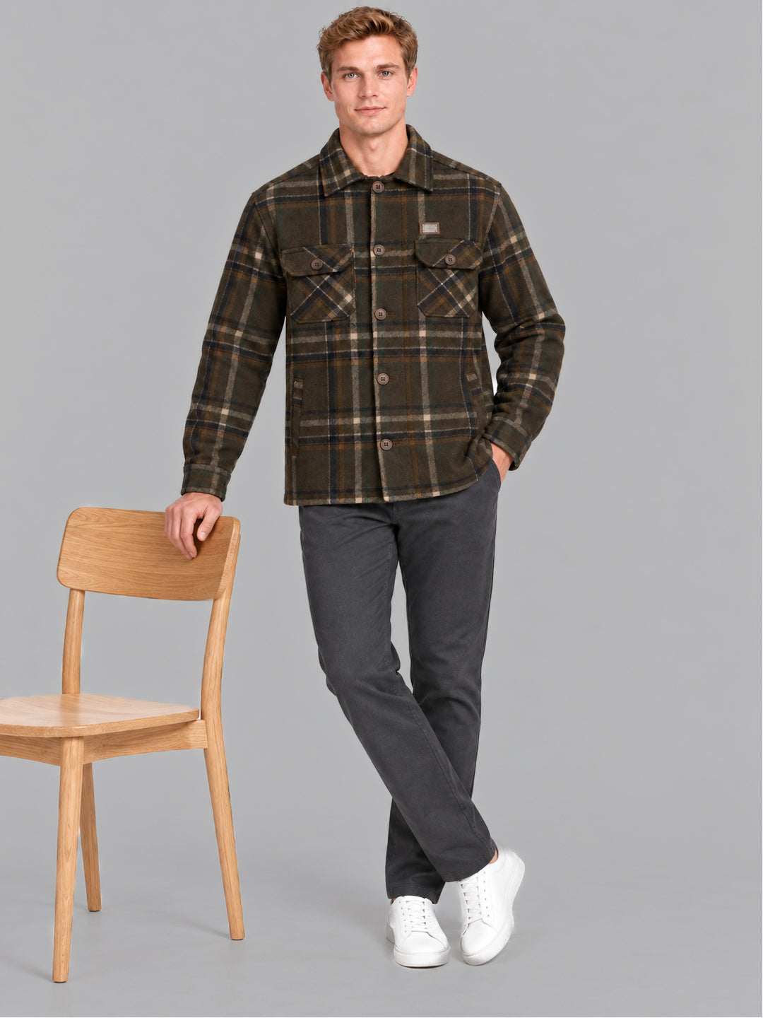 Men Brown Solid Front Open Full Sleeve Jacket