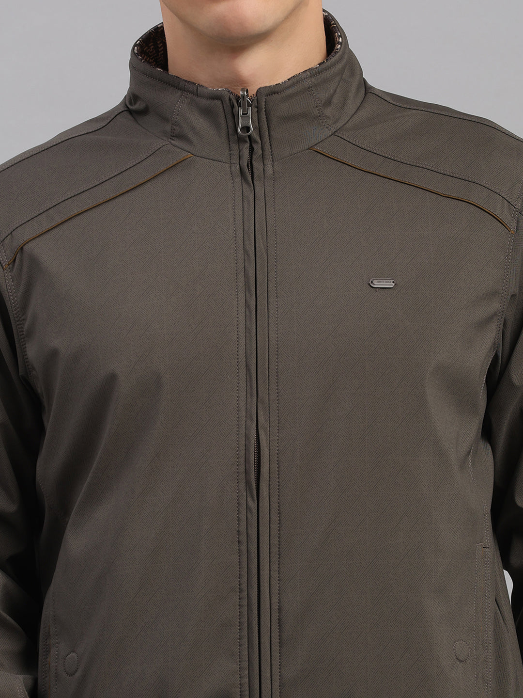 Men Grey Solid Collar Full Sleeve Reversible Jacket