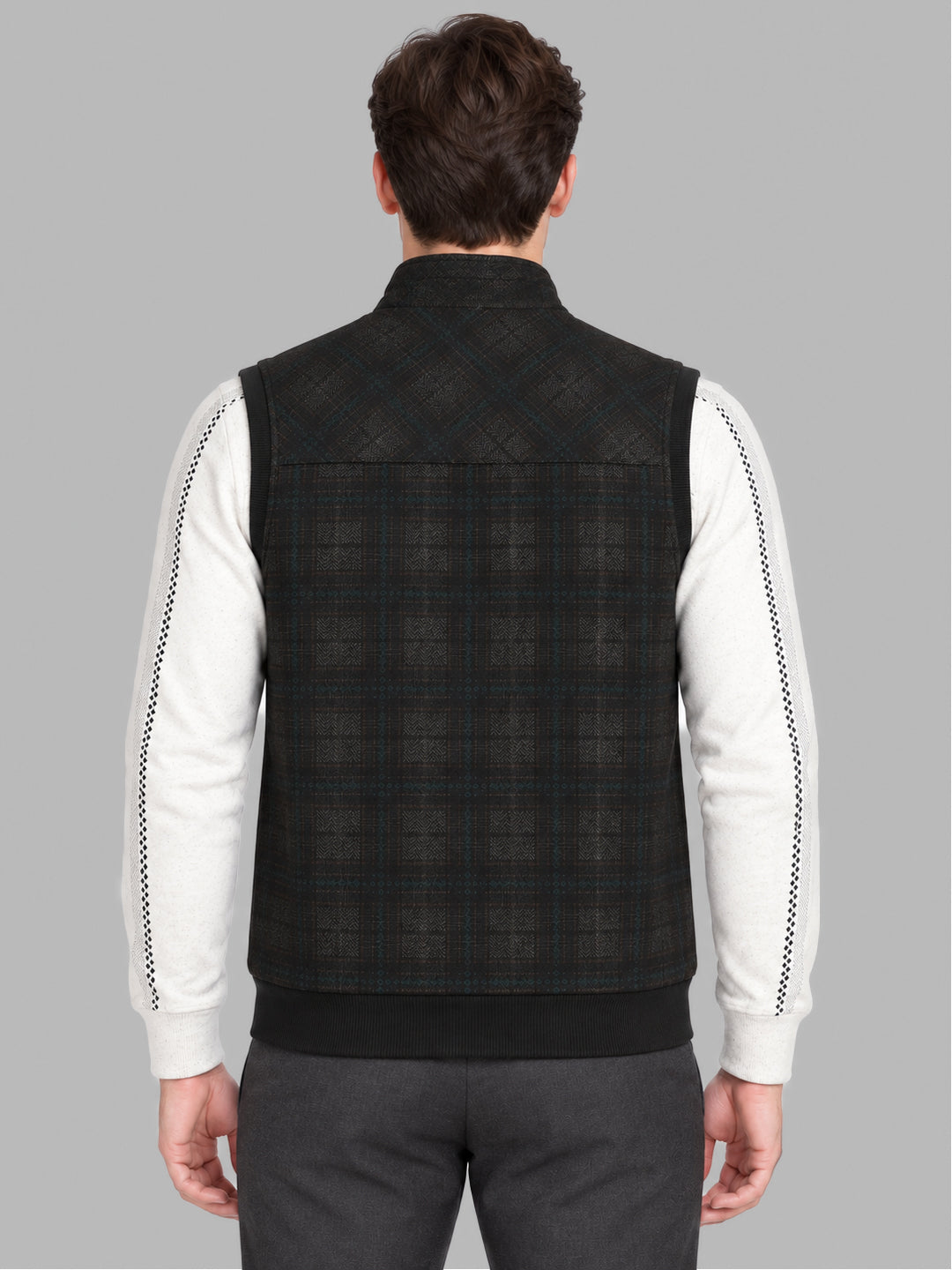 Men Brown Solid Sleeveless Reversible Jacket