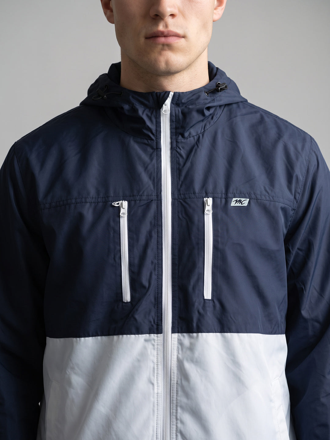 Men White Designer Hooded Full Sleeve Jacket