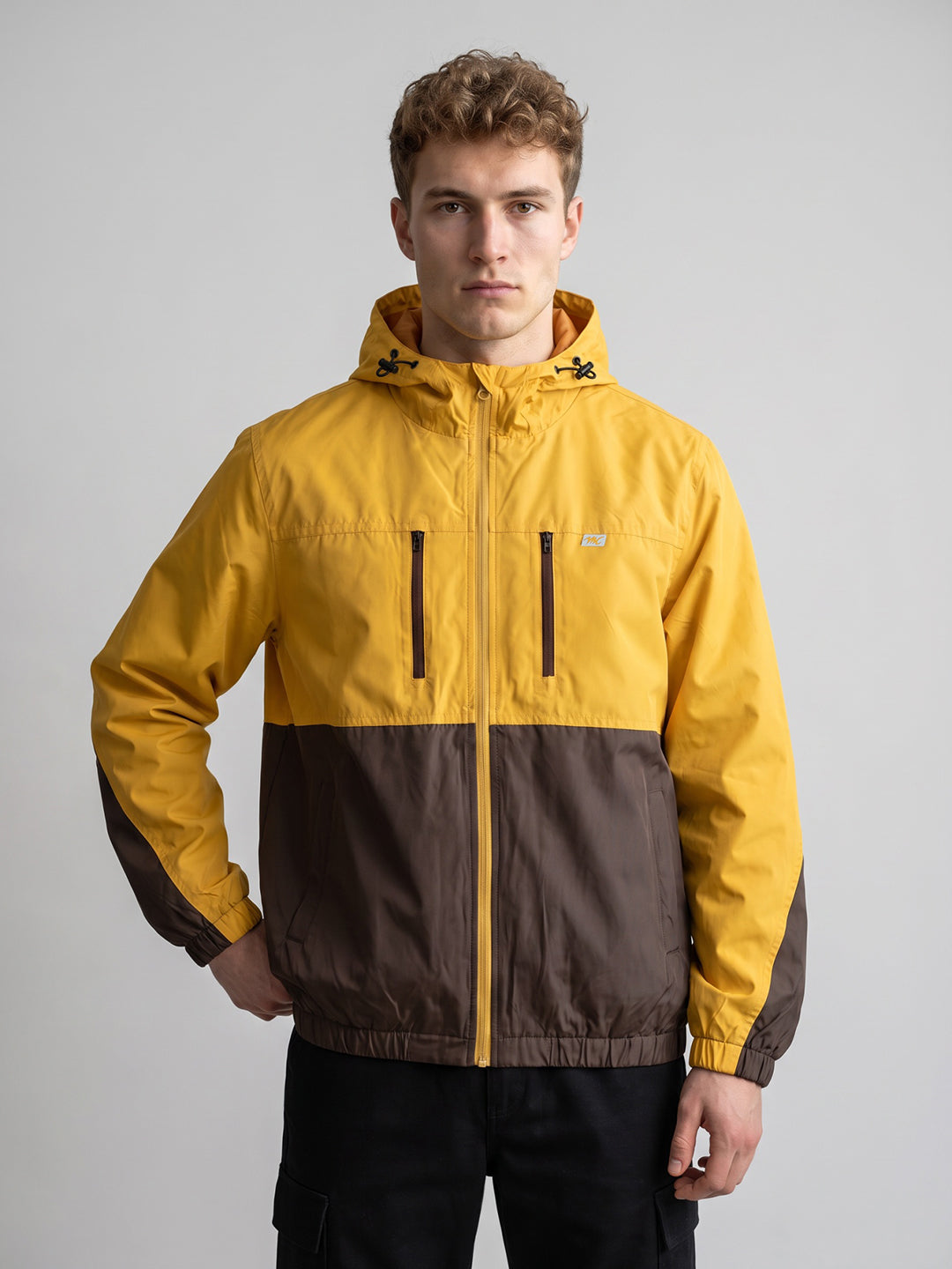 Men Brown Designer Hooded Full Sleeve Jacket