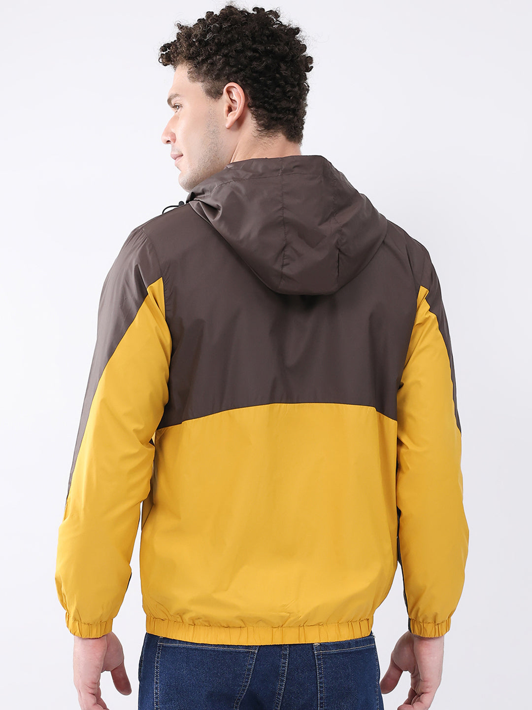 Men Brown Printed Collar Full Sleeve Jacket