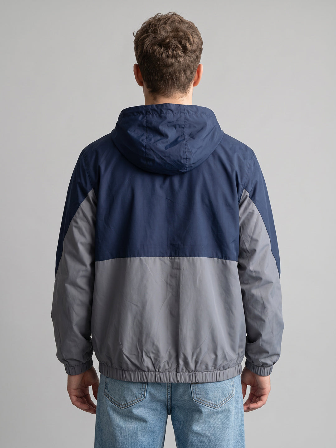Men Grey Designer Hooded Full Sleeve Jacket