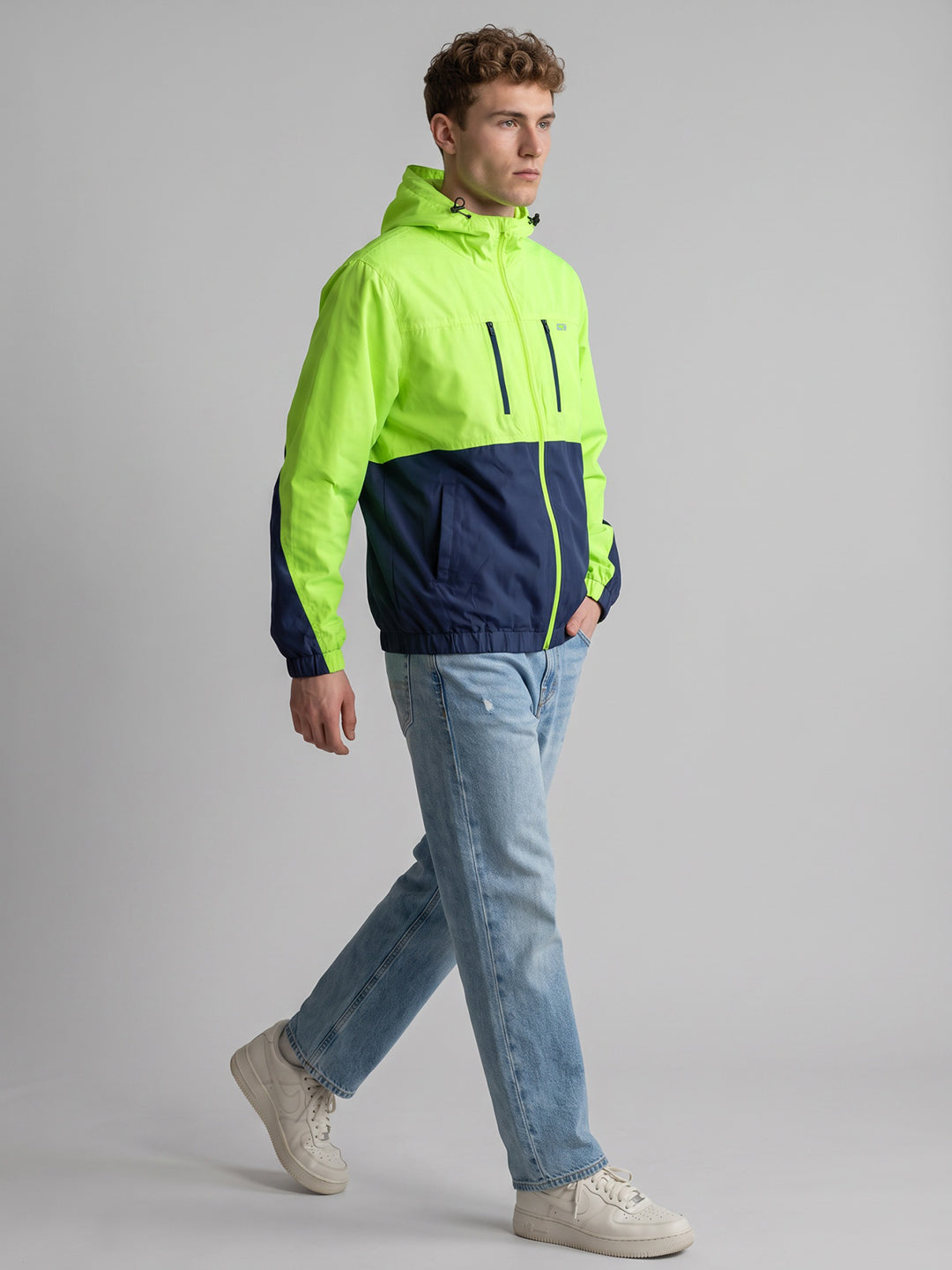 Men Green Designer Hooded Full Sleeve Jacket
