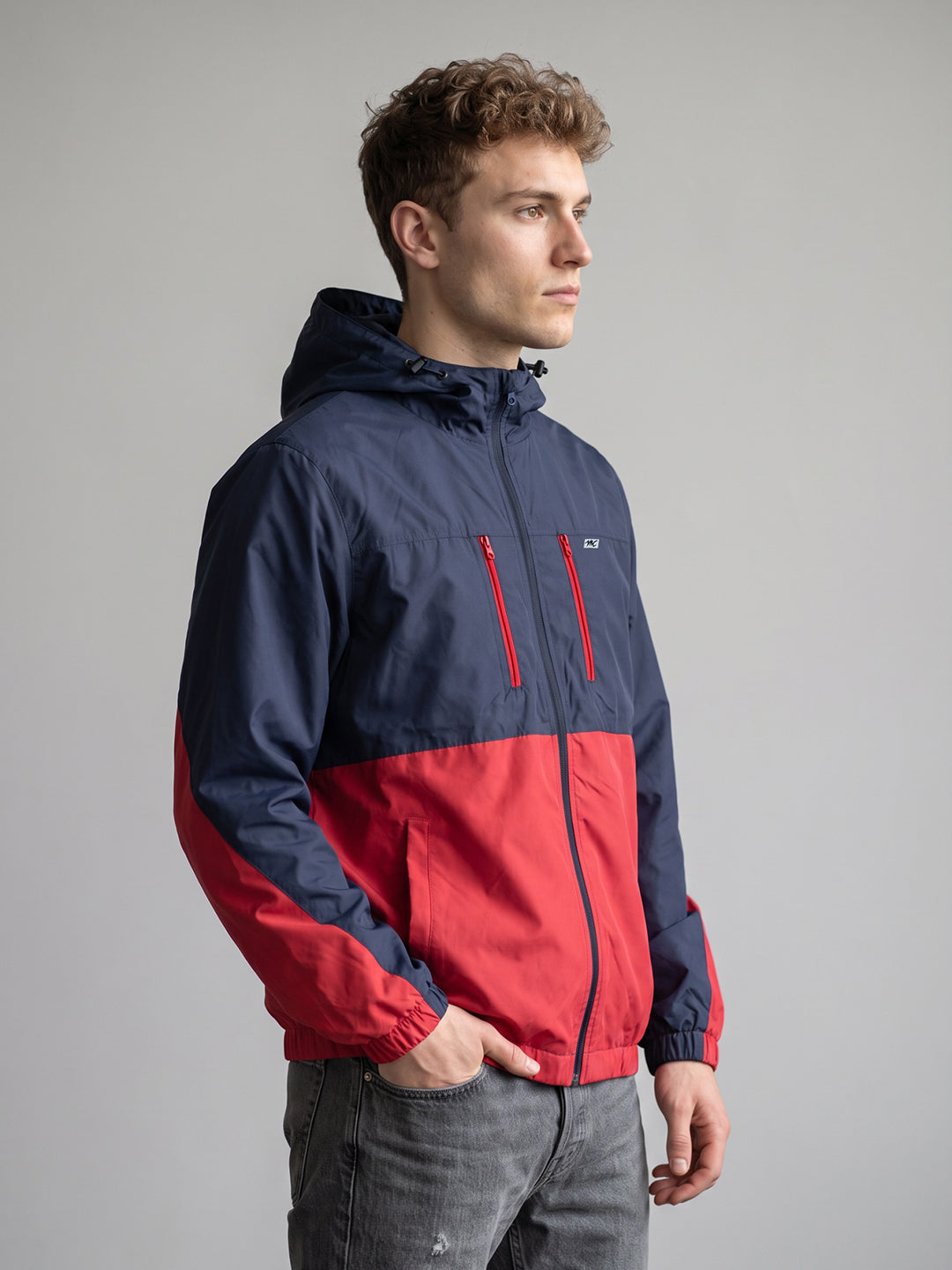 Men Red Designer Hooded Full Sleeve Jacket