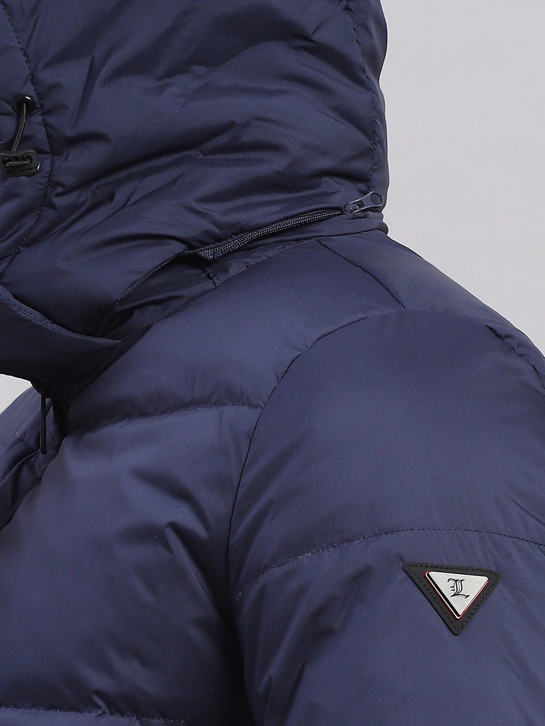 Luxuria Men Navy Blue Compressible Duck Down Hooded Jacket