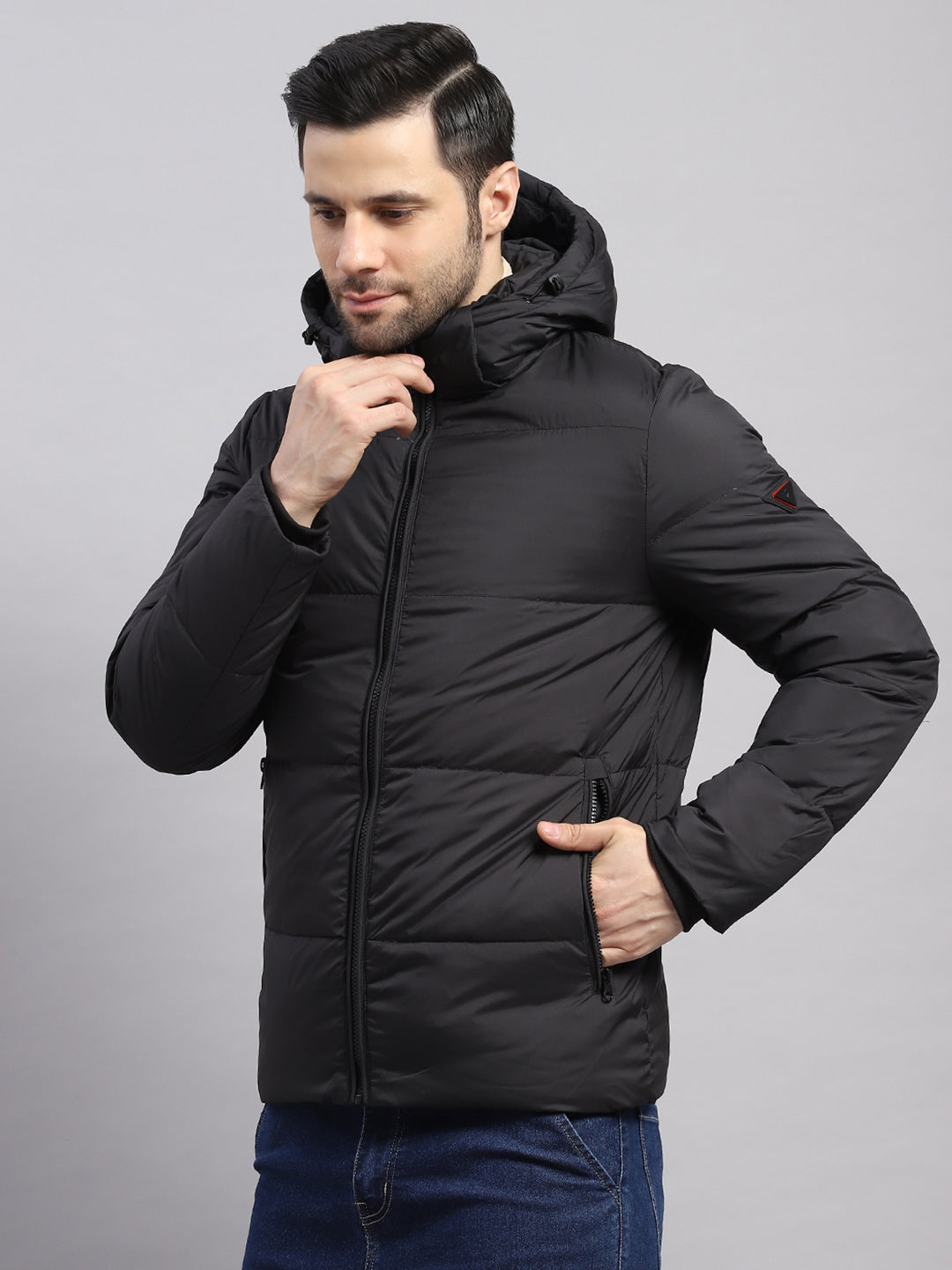 Luxuria Men Black Compressible Duck Down Hooded Jacket
